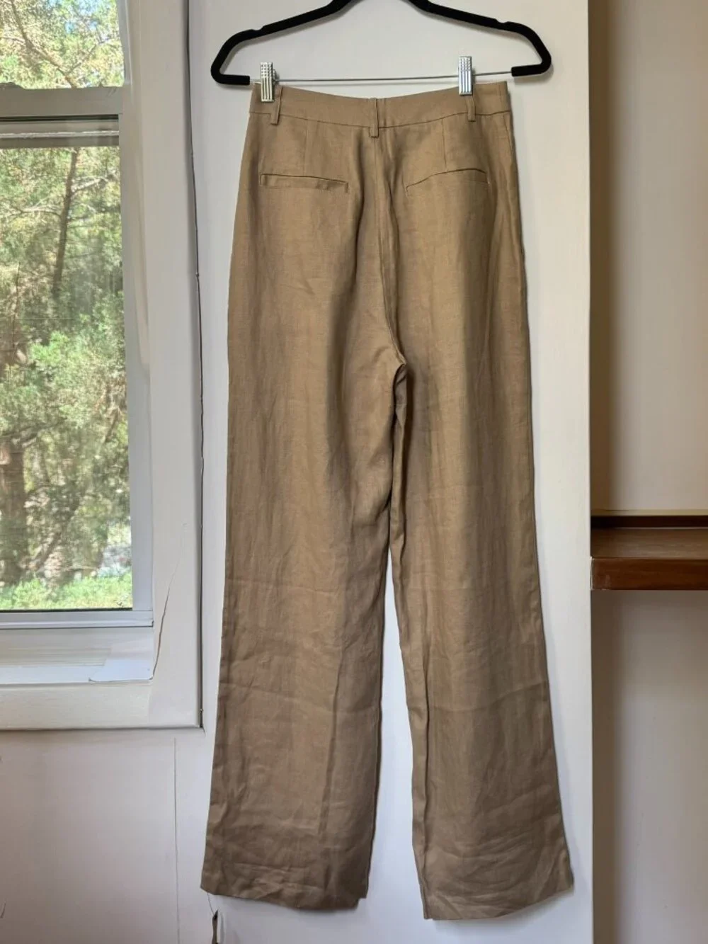 NWT Reformation Vesta Linen Straight-Leg Pants Khaki Brown 4